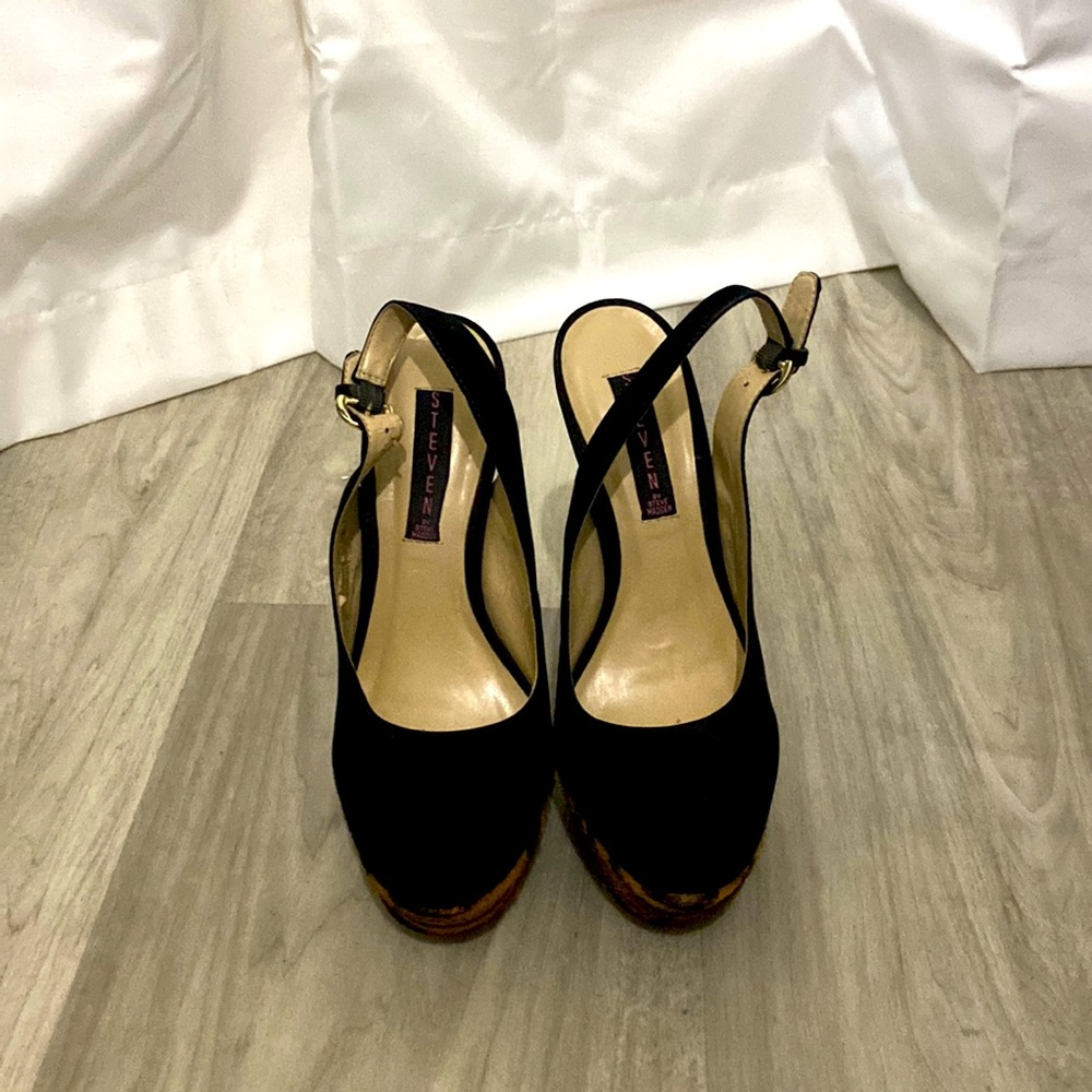 Black tiger print heels